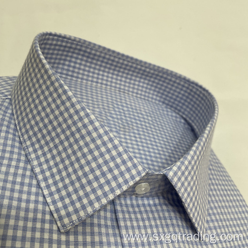 CVC checked long sleeve woven shirt for men